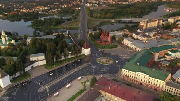 Vista Panoramica Sulla Città Con Antica Fortezza Templi Filmati Mattino — Video Stock