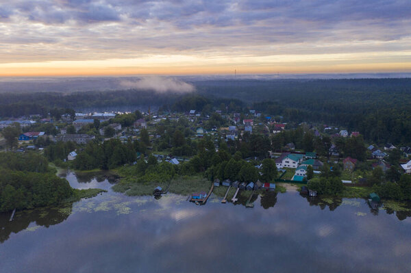 island ancient monastery in the middle of the lake at sunrise