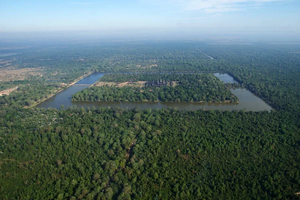 Starověký Chrám Komplex Angkor Watt Letecký Pohled — Stock fotografie