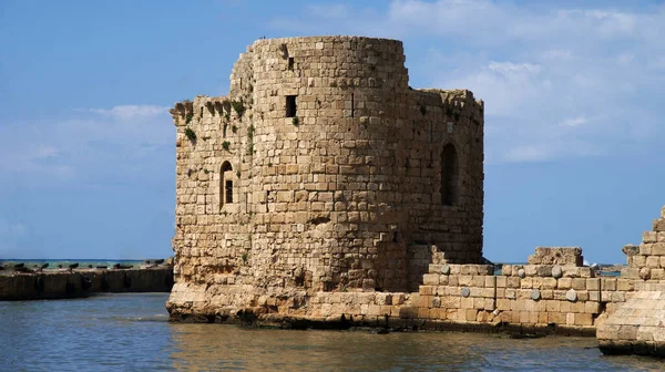 crusader fortress near the sea on the coast of lebanon