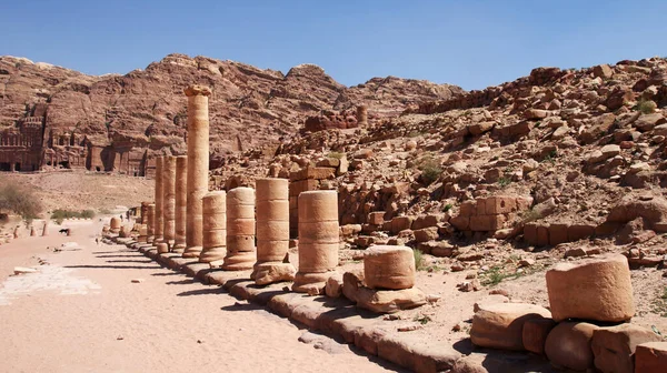 Древние Скальные Сооружения Петры Юге Иордании — стоковое фото