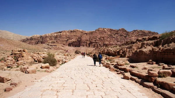 Urgamla Stenhuggna Byggnader Petra Södra Jordanien — Stockfoto