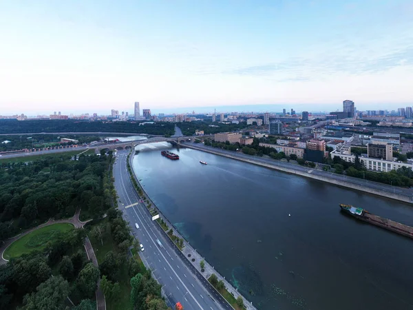 Panoramisch Uitzicht Stad Oude Vesting Rivier Bij Dageraad Gefilmd Vanaf — Stockfoto