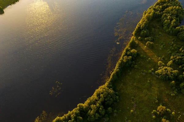 Vista Panoramica Sul Lago Con Molte Isole Una Esse Antico — Foto Stock