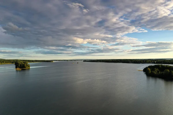 Vista Panorámica Del Lago Con Muchas Islas Una Ellas Hay — Foto de Stock
