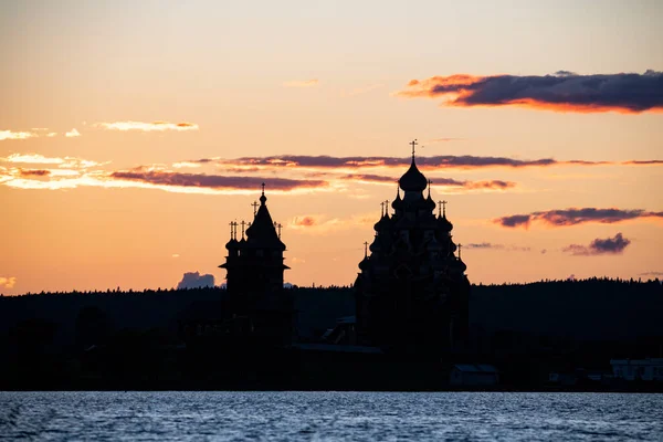 Vintage Churches Island Sunrise Background Lake — Stock Photo, Image