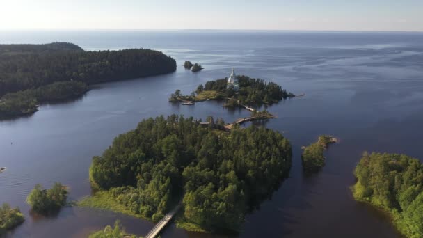 Uma Vista Panorâmica Antigo Mosteiro Ilha Das Skerries Igrejas Individuais — Vídeo de Stock