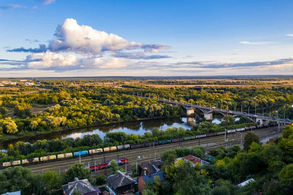 Een Panoramisch Uitzicht Oude Stadswijk Met Oude Gebouwen Een Kerk — Stockfoto