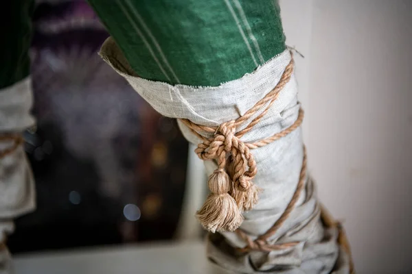 Rope Tie Leg Element Antique Clothing — Stock Photo, Image