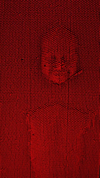 little girl\'s imprint on a red soft surface