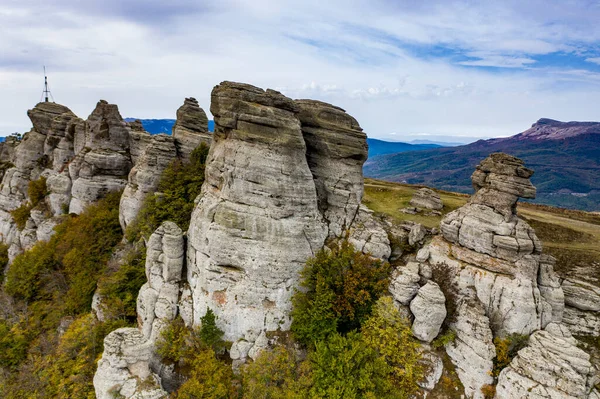 Belles Montagnes Aux Rebords Contes Insolites Sur Fond Ciel Vallée — Photo