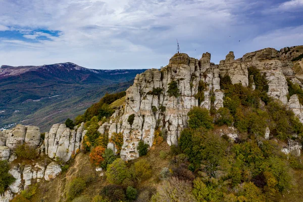 Belles Montagnes Aux Rebords Contes Insolites Sur Fond Ciel Vallée — Photo