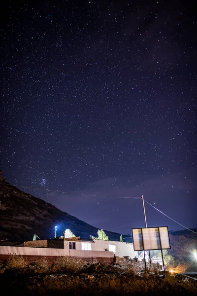 Noční Krajina Horami Hvězdami — Stock fotografie