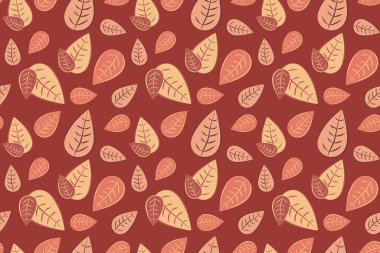 Kahverengi vektör sonbahar paletinde pürüzsüz bir desen bırakır. Duvar kağıdı, kumaş, tekstil, kapak, takvim, pankart için el çizimi.