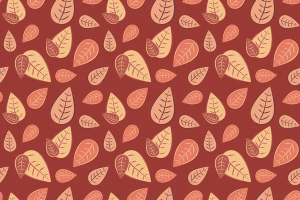 Stylish Vector Brown Leaves Seamless Pattern Autumn Palette Hand Drawn — Stock Vector