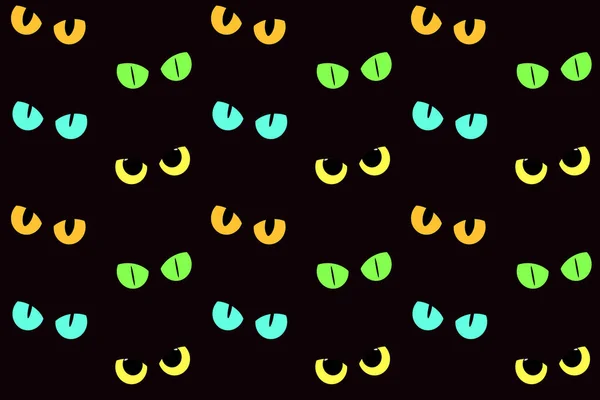 Des Yeux Chat Dans Obscurité Motif Vectoriel Sans Couture Pour — Image vectorielle