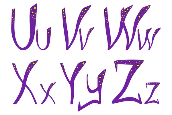 Zauberbuchstabe Für Halloween Lateinische Großbuchstaben Und Handgezeichnete Kleinbuchstaben Buchstaben Für — Stockvektor
