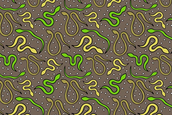 Vecteur Serpent Lumineux Motif Sans Couture Illustration Reptile Répétée Dessinée — Image vectorielle