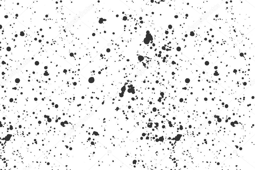 Hand drawn textured vector seamless pattern. Black ink spots on white background for template brochure, textile, wallpaper, wrapping paper.