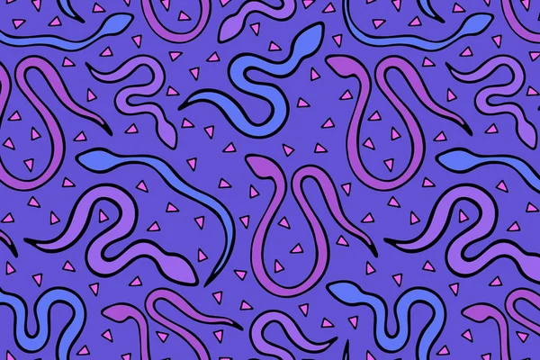 Vecteur Serpent Lumineux Motif Sans Couture Illustration Reptile Répétée Dessinée — Image vectorielle