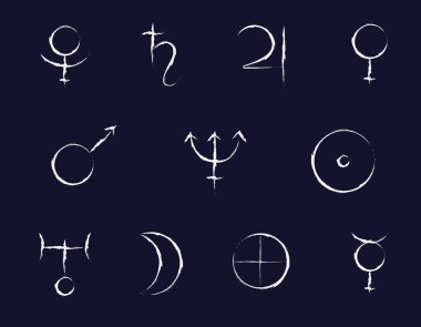 Boya Fırçası burçlar için vektör gezegen işaretleri