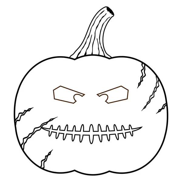 Vihainen halloween kurpitsa värityskirja sivu — vektorikuva