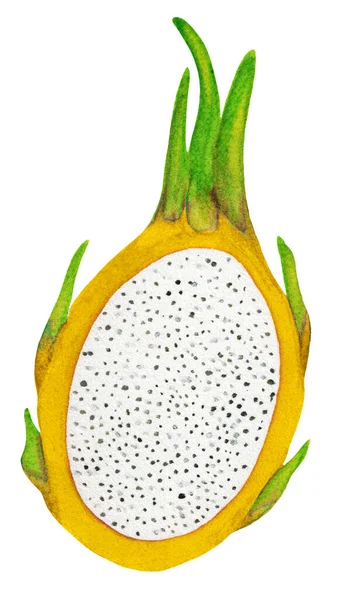 Κίτρινο dragonfruit με λευκό πολτό απομονωμένο — Φωτογραφία Αρχείου