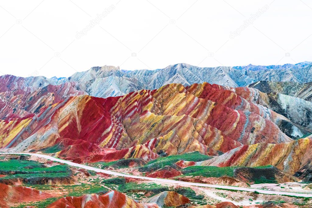 Zhangye Danxia National Geological Park.Colorful Danxia Geopark in Zhangye City, Gansu Province, China. Beautiful and colorful Danxia landforms. 