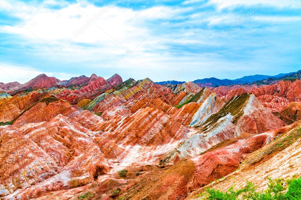 Zhangye Danxia National Geological Park.Colorful Danxia Geopark in Zhangye City, Gansu Province, China. Beautiful and colorful Danxia landforms. 