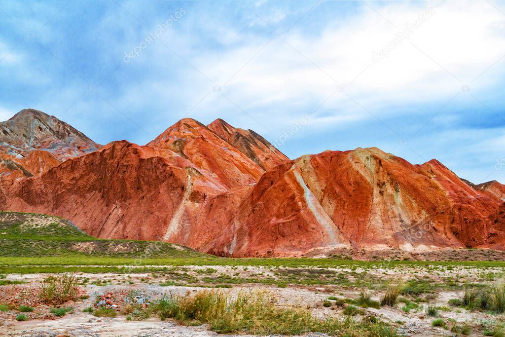 Zhangye Danxia National Geological Park.Colorful Danxia Geopark in Zhangye City, Gansu Province, China. Beautiful and colorful Danxia landforms. 