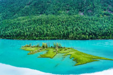 Güzel Kanas Gölü Wolong Körfezi Yazın Altay, Xinjiang, Çin