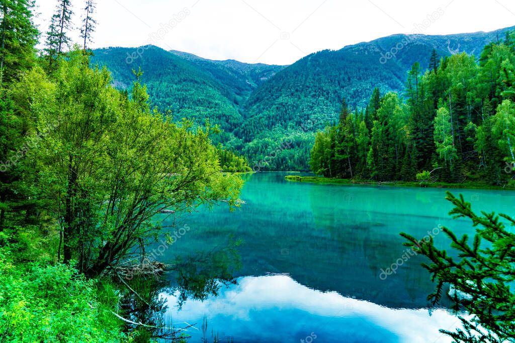 Summer in Kanas Lake, Altay, Xinjiang, China.Beautiful and quiet in summer in Kanas Lake, Xinjiang, China