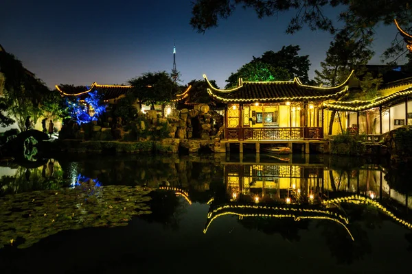 Çin Suzhou Kentindeki Net Öğretmen Bahçesinin Gece Görüşü Çin Suzhou — Stok fotoğraf