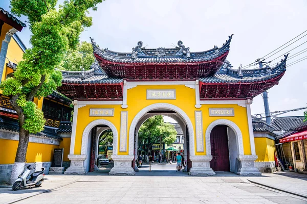 Puerta Miao Lizong Placa Viento Del Templo Hanshan Suzhou — Foto de Stock