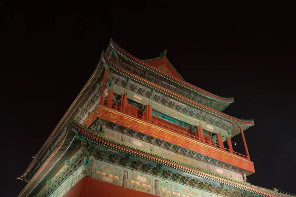 Vista Noturna Drum Tower Pequim China — Fotografia de Stock