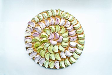 Çin usulü gurme börekler. Geleneksel Çin festivali börekleri. Renkli börekler.