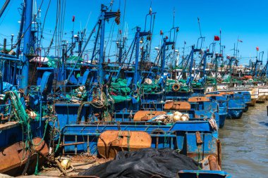 Balıkçı tekneleri Weihai, Shandong 'daki Yuanyao balıkçı limanına yanaştı.