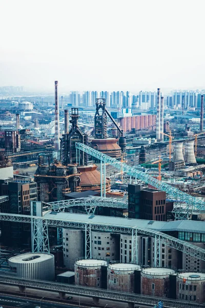 Beijing Shougang Park Widokiem Panoramę Beijing Iron Steel Museumshougang Industrial — Zdjęcie stockowe