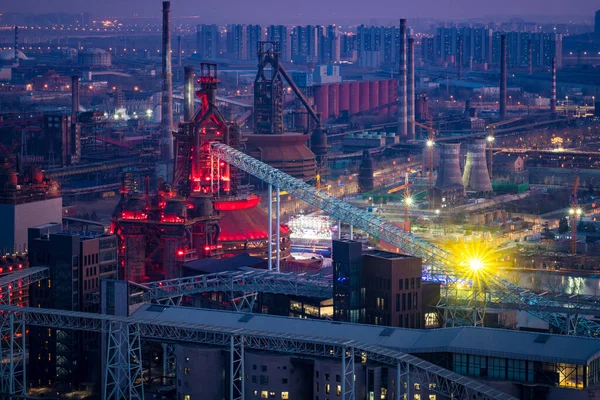 Nachtansicht Von Shougang Park Beijing Iron Steel Museum Beijing China — Stockfoto