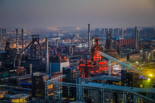 Widok Nocy Shougang Park Beijing Iron Steel Museum Pekin Chiny — Zdjęcie stockowe