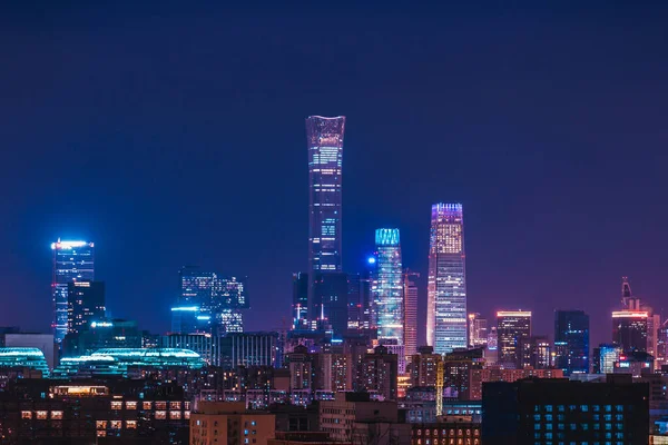 Cbd Visão Noturna Pequim China — Fotografia de Stock