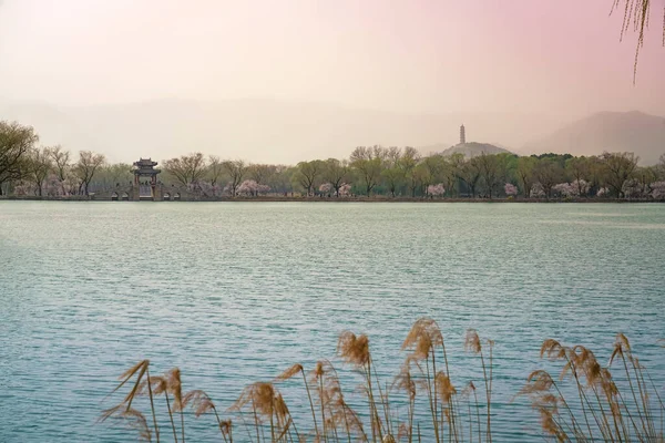 Wiosna Zachodniego Brzegu Pałacu Letniego Pekinie Spring Beijing Summer Palace — Zdjęcie stockowe