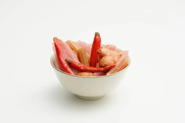 A bowl of Sichuan laotan pickles. Pickled cabbage — Stock Image Bowl Sichuan Laotan Pickles Pickled Cabbage Stock Image