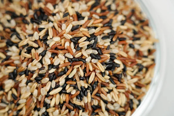 Healthy whole grain rice. Healthy and nutritious grain brown rice