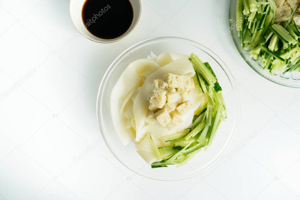 A bowl of delicious traditional Chinese food cold skin