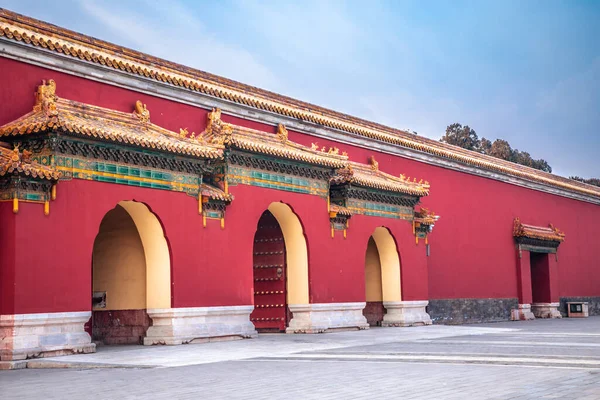 Porte Vitrée Cinq Couleurs Taimiaothe Ancestral Templein Beijing Chine Palais — Photo