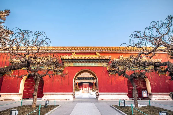 Puerta Acristalada Cinco Colores Taimiaothe Ancestral Templein Beijing China Palacio — Foto de Stock