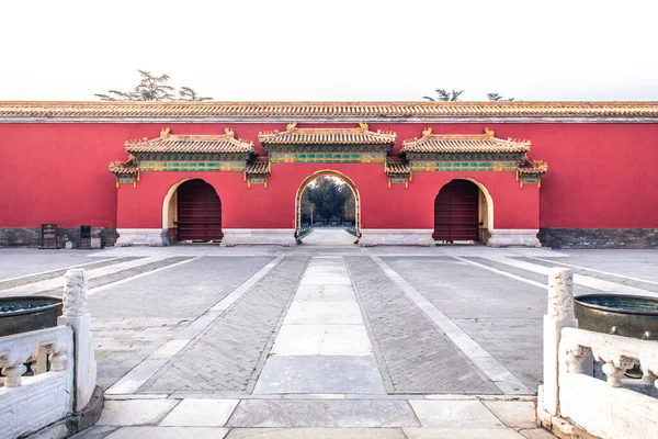 Puerta Acristalada Cinco Colores Taimiaothe Ancestral Templein Beijing China Palacio — Foto de Stock