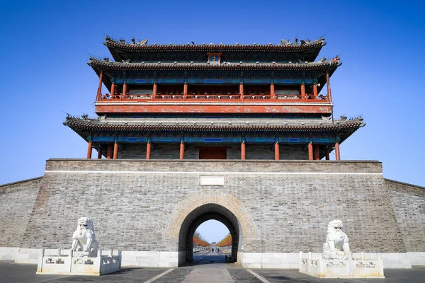 Yongding Gate Pékin Chine Traduction Chinoise Plaque Sur Dessus Tour — Photo