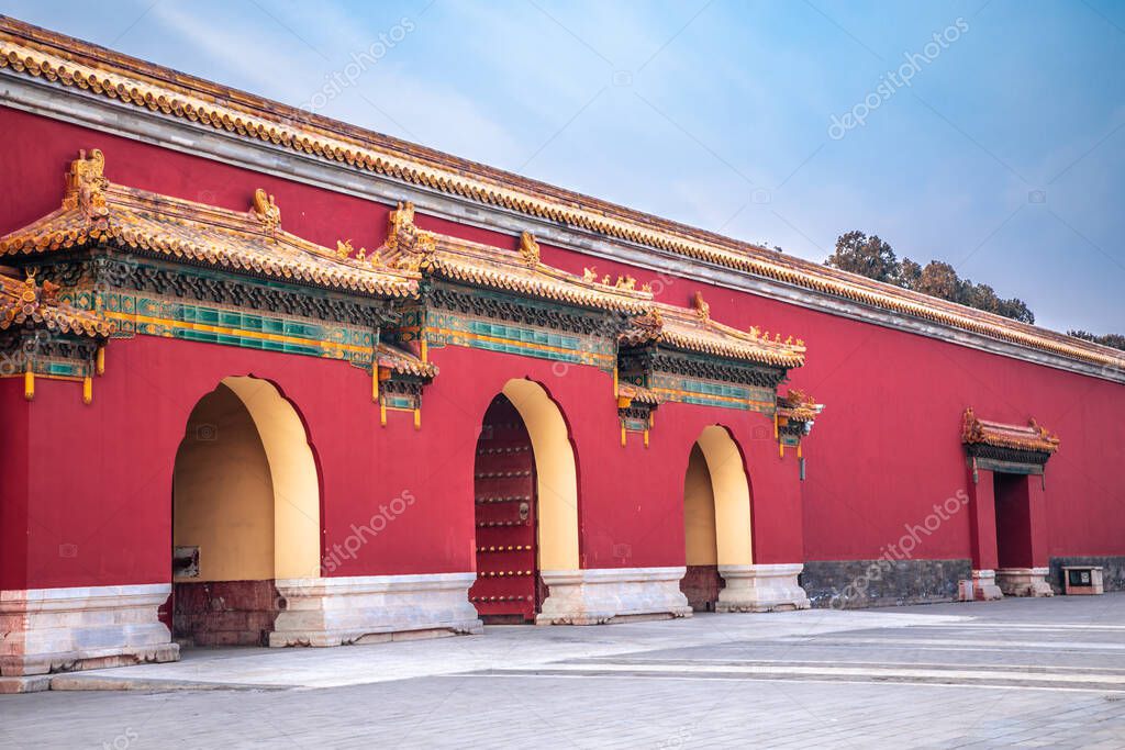 Five color glazed gate of TaimiaoThe Ancestral Templein Beijing, China. Beijing labor people's Cultural Palace, China